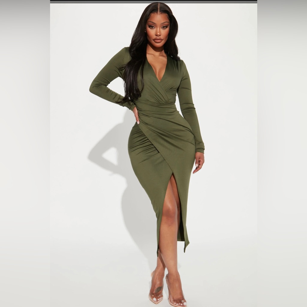 Green Runched Dress